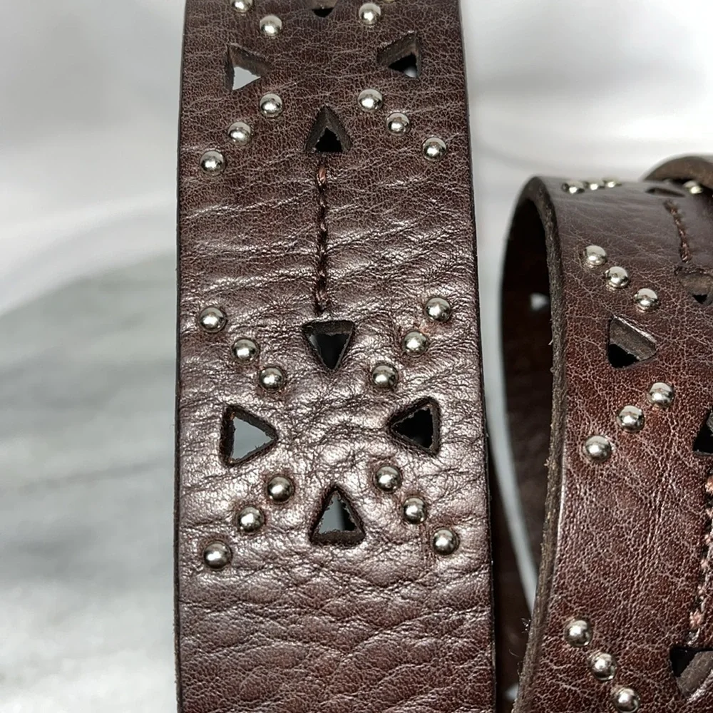 Honest by Brighton studded cut out leather western belt Sz 40 Brown